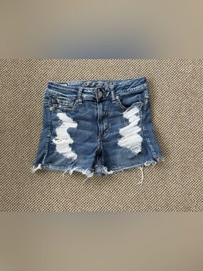 American Eagle Outfitters Distressed Dark Blue Denim Shorts